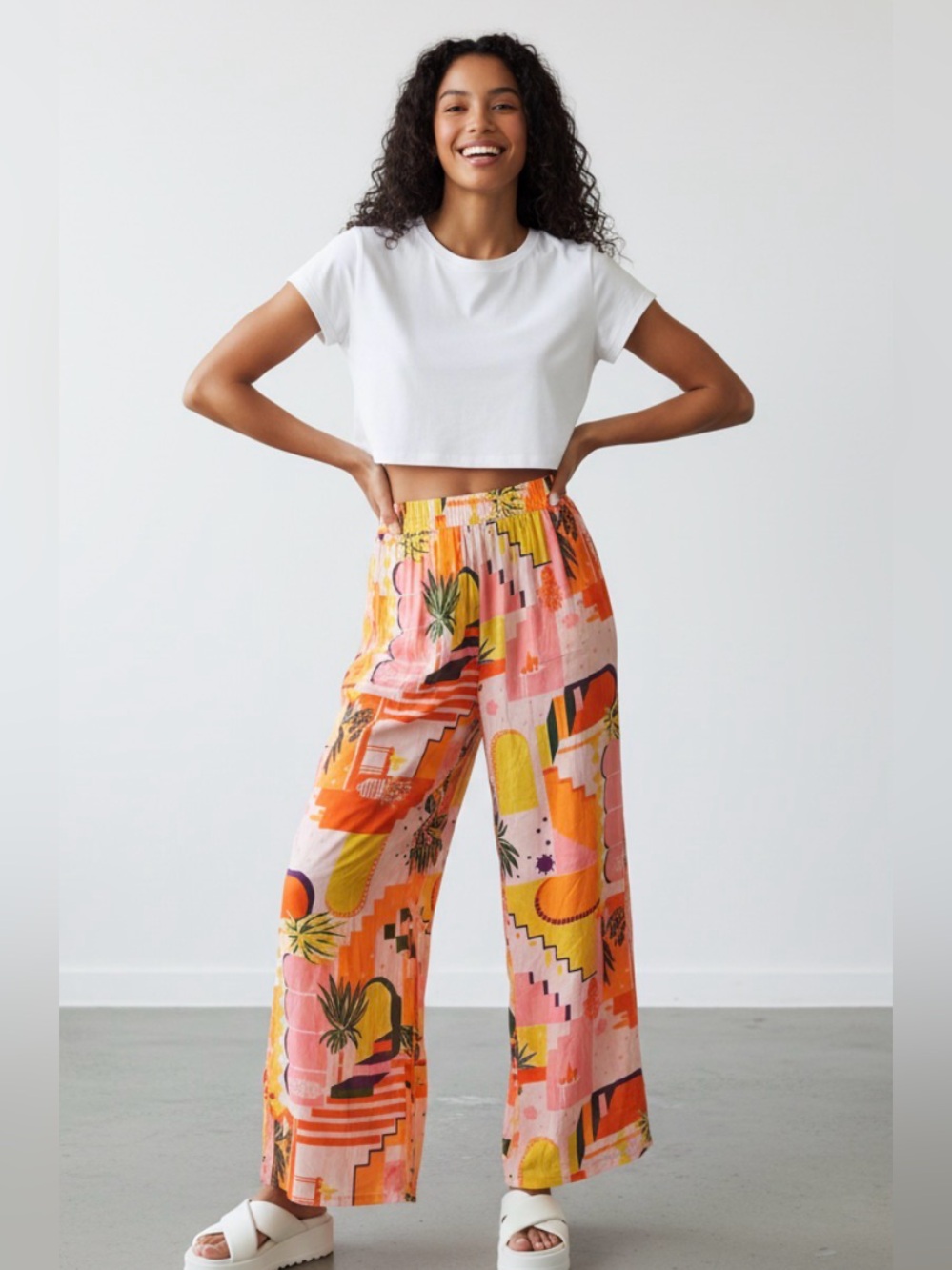 HAUTE HIPPIE NWT Elegant, Light Cotton Pants-Mediterranean Cocktail Party Size S